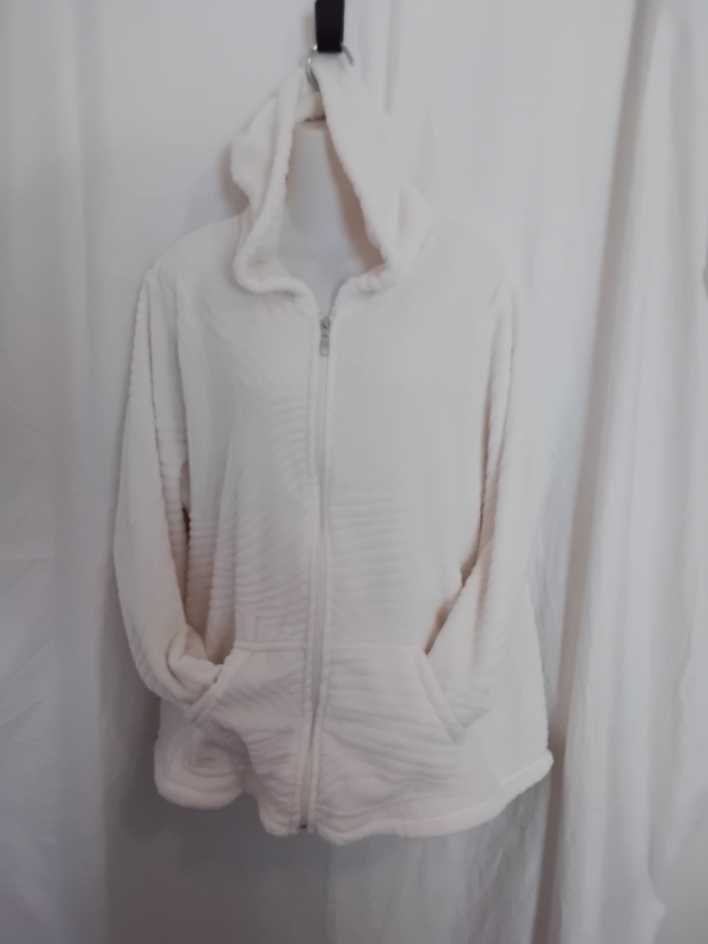 jason maxwell Cream Hooded Zip-Up Teddy Jacket